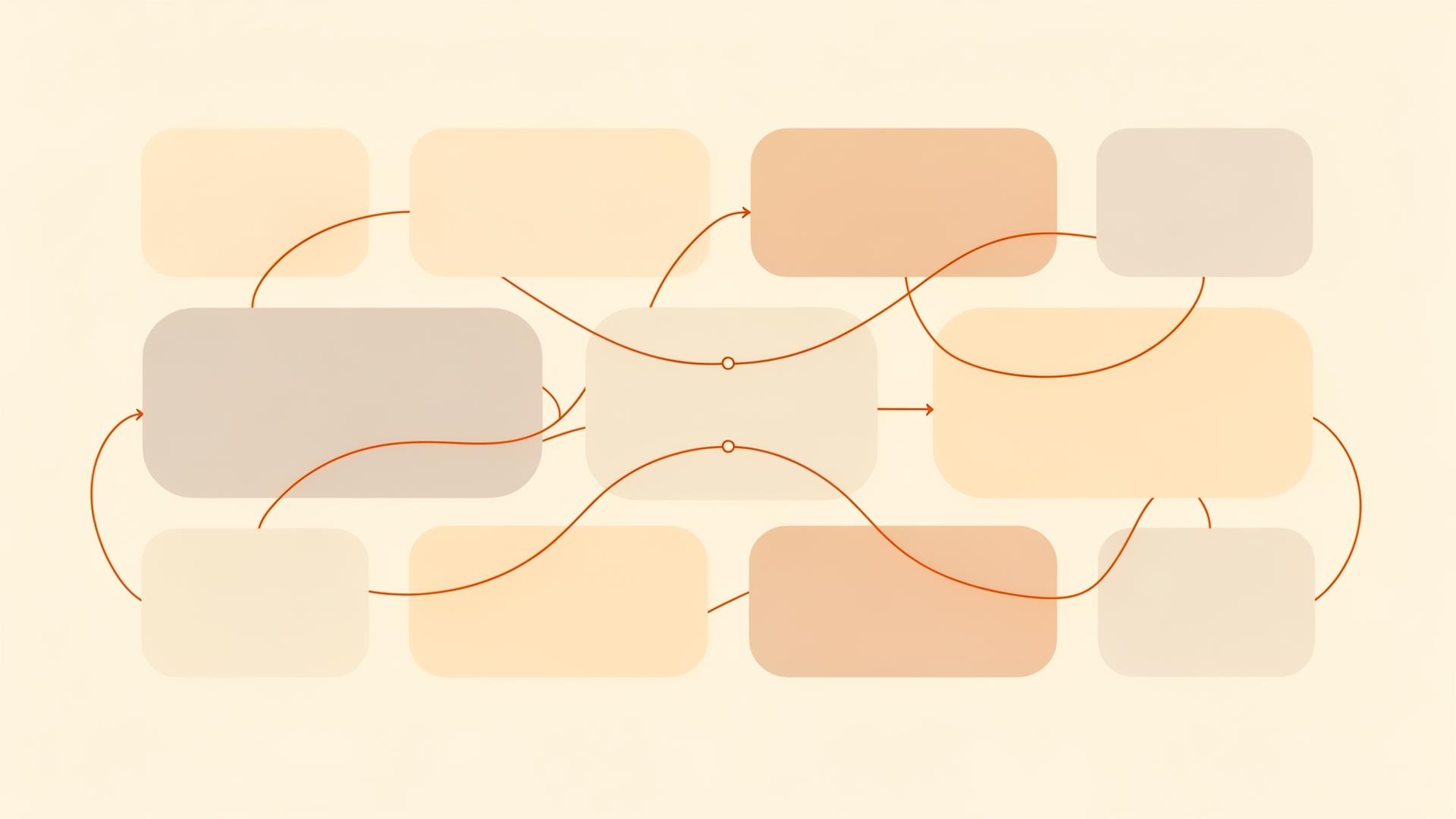 Diagrama abstrato de fluxos conectados representando a plataforma Seeyu